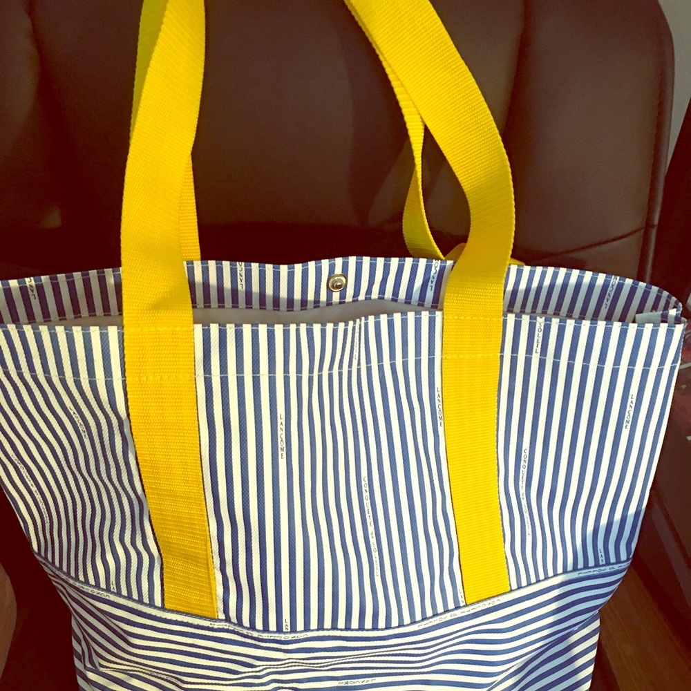Lancôme tote vintage stripe Yellow blue white